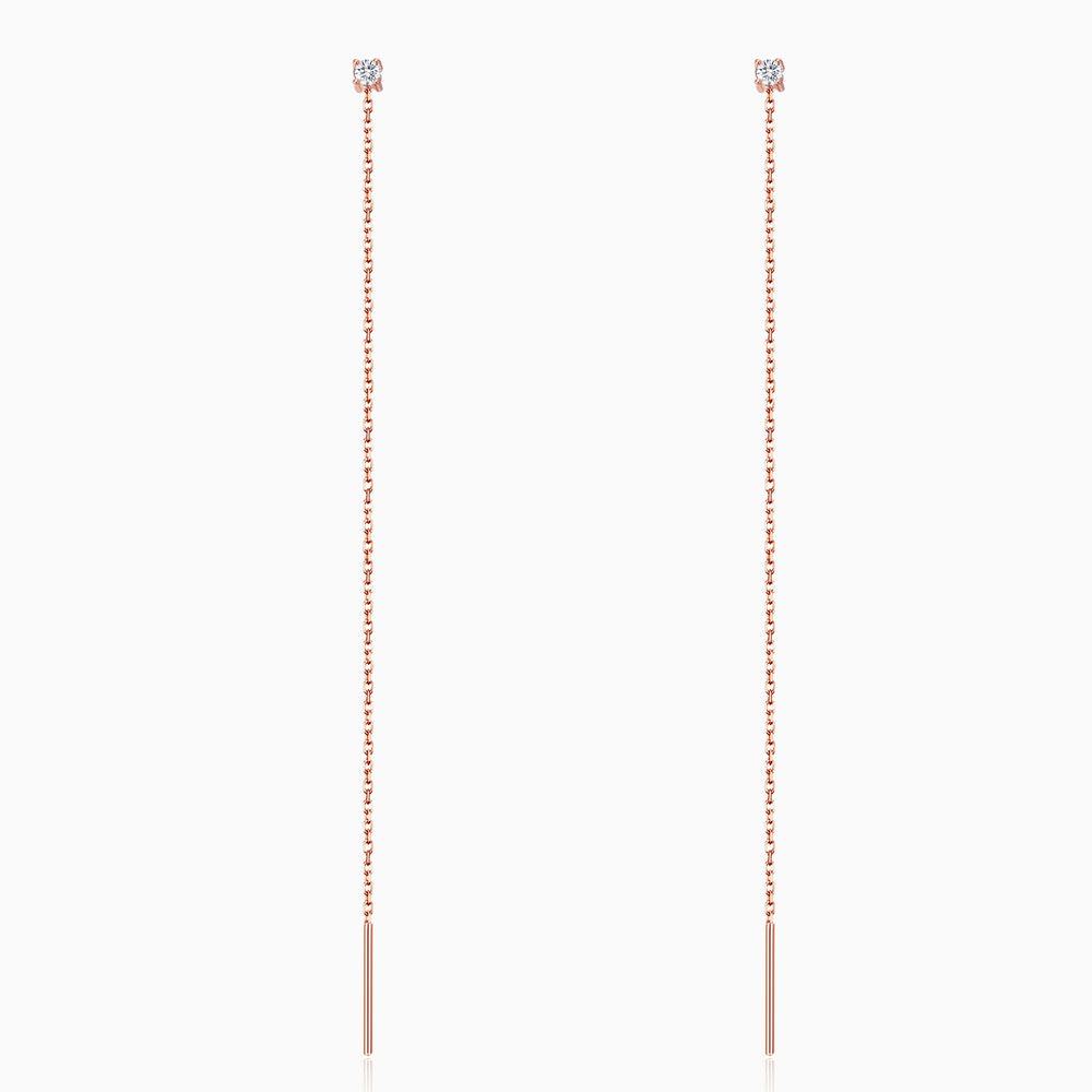 Cubic Zirconia Threader Earrings rose gold