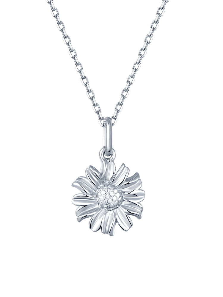 Silver sunflower necklace