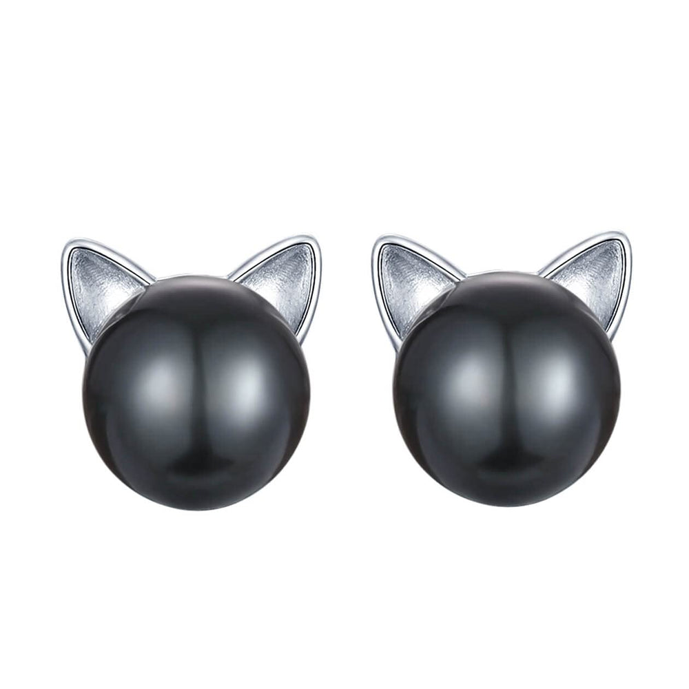 Cat Ear Pearl Stud Earrings