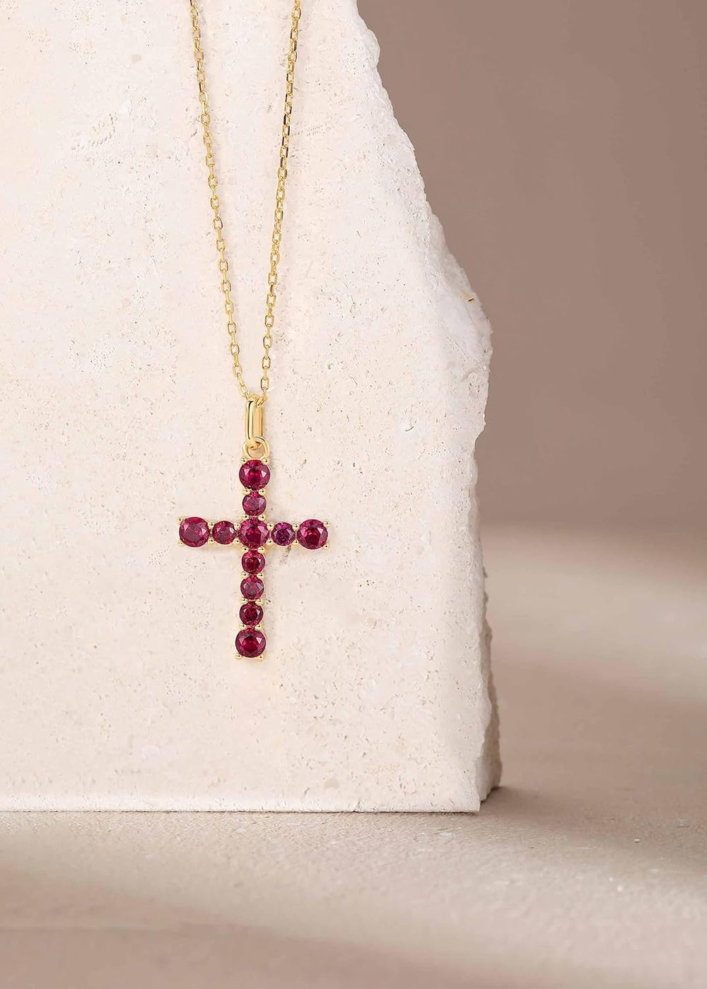 S.Leaf Sterling Silver 14K Gold Plated Cubic Zirconia Cross Necklace