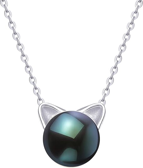 Cute Cat Pearl Pendant Necklace