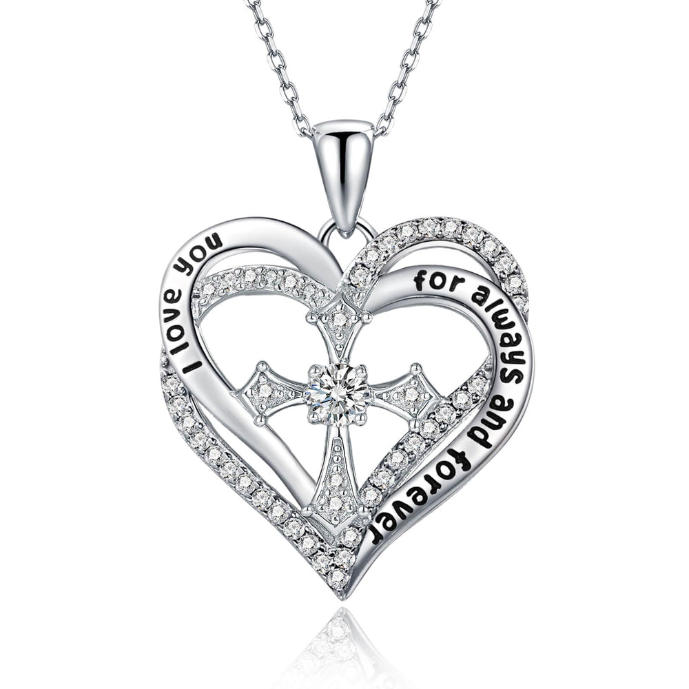 Moissanite Diamond Cross Heart Necklaces