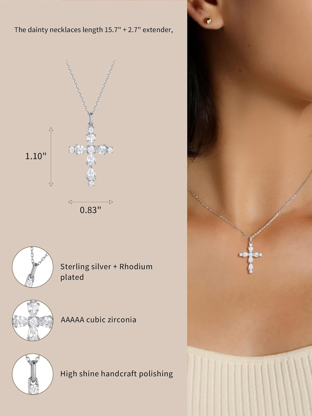 Full Diamond Cross Pendant Necklace