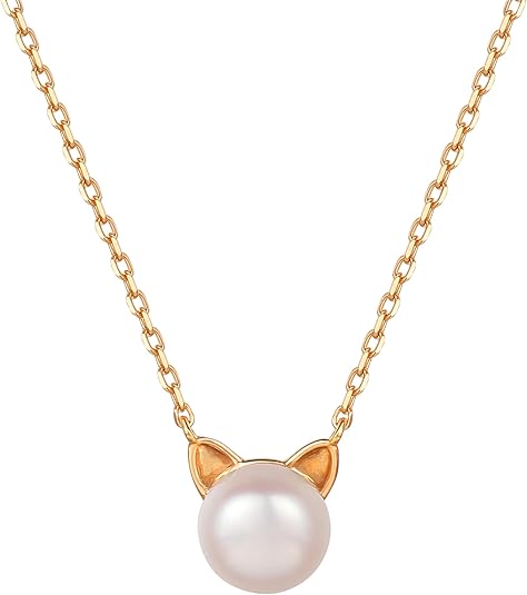 Cute Cat Pearl Pendant Necklace