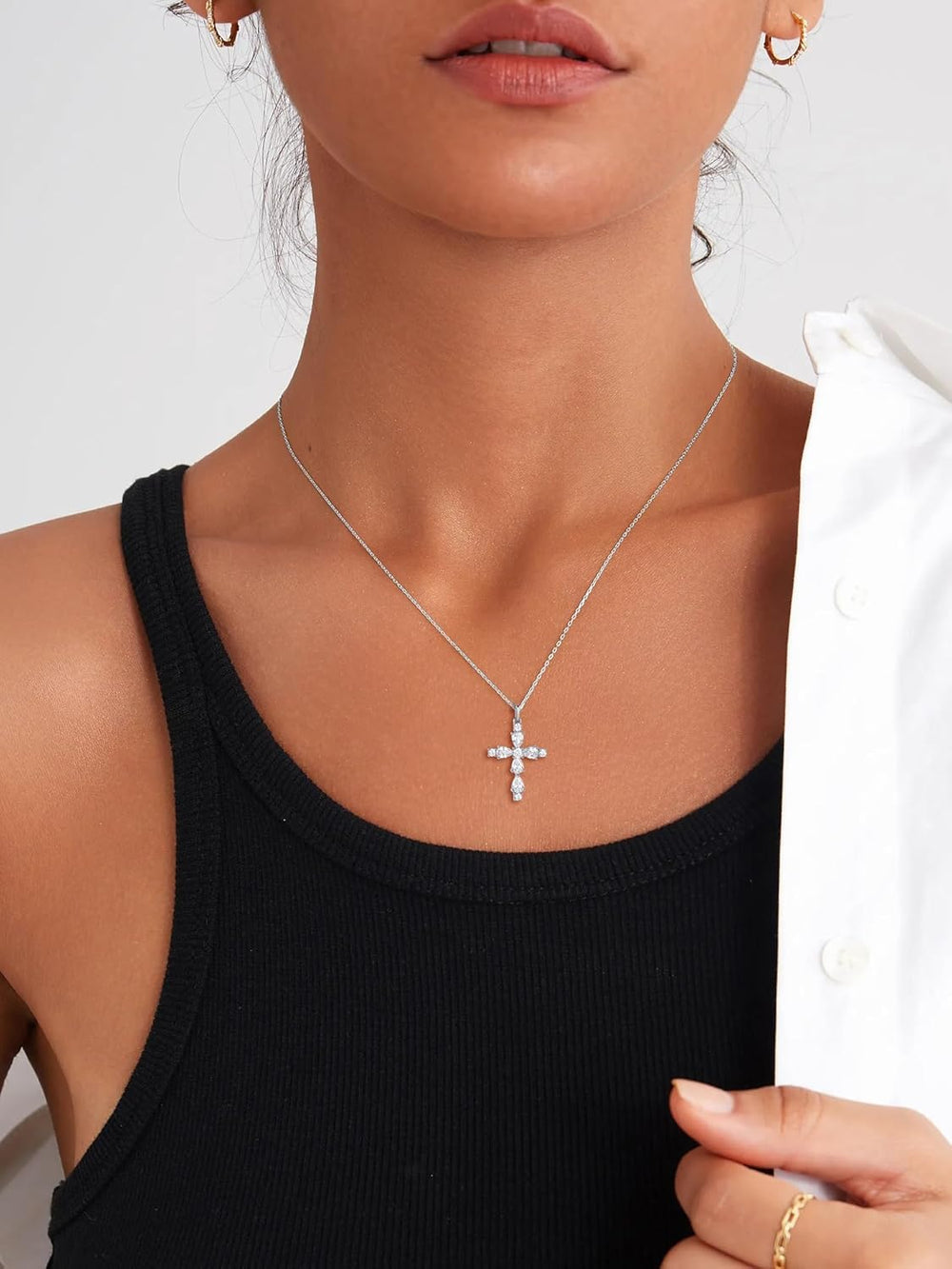 Full Diamond Cross Pendant Necklace