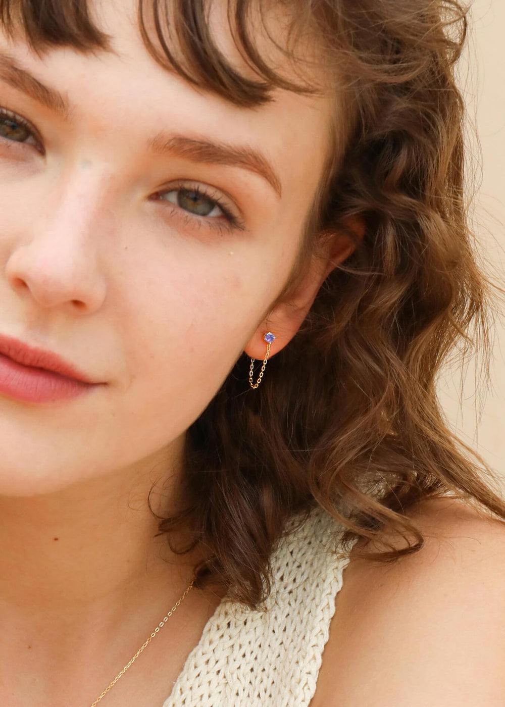 S.Leaf 925 Sterling Silver 18Karat Gold Plated Chain Earrings