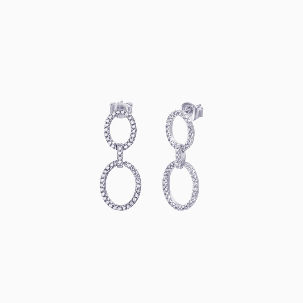 CZ Round Eternity Dangle Earrings