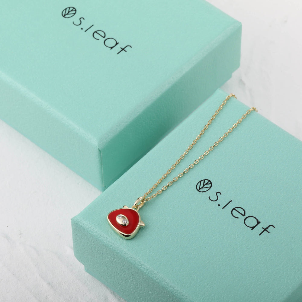 S.Leaf Red Agate Lucky Piggy Necklace