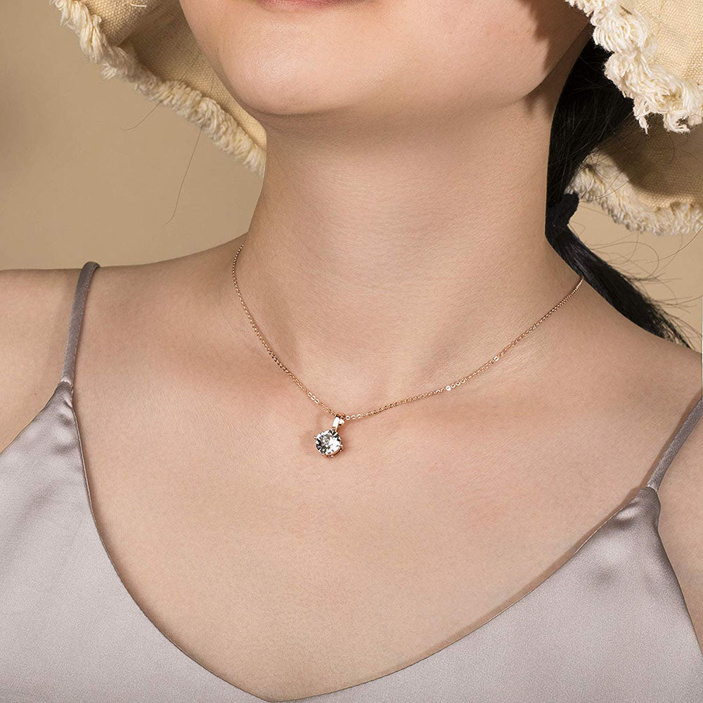 solitaire Swarovski necklace rose gold