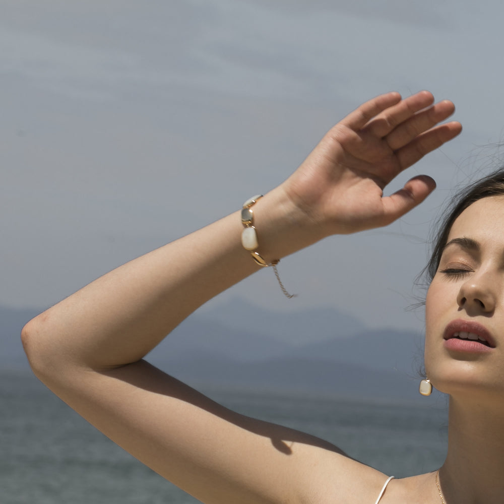 dainty Mother of Pearl statement cocktail Bracelet