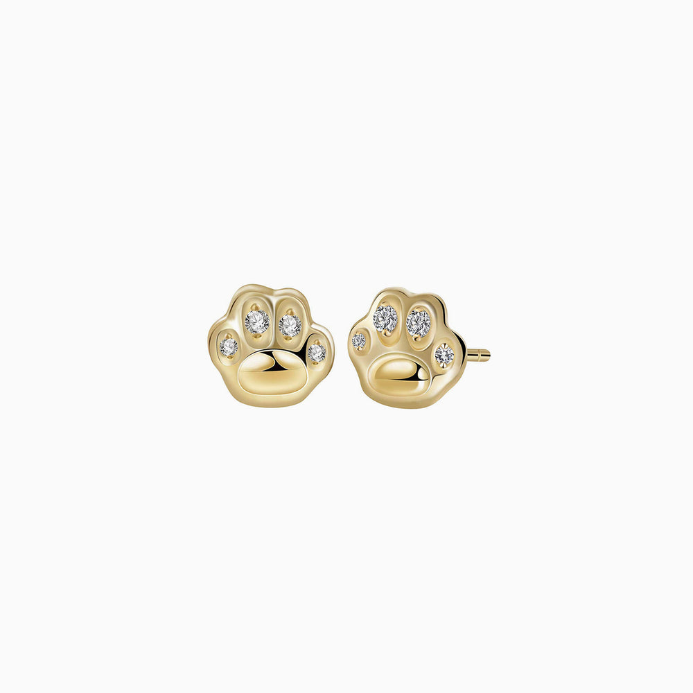 Cubic Zirconia Pet Paw Stud Earrings