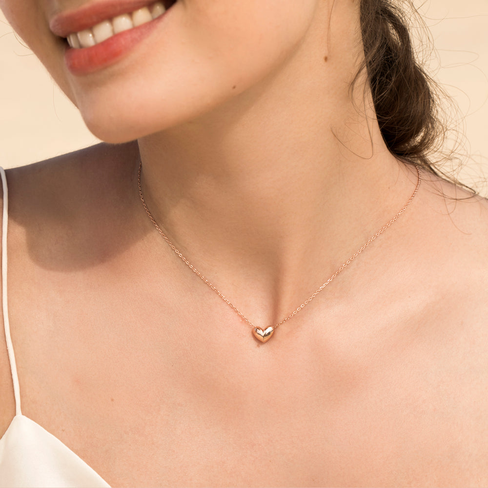 dainty high shine Heart pendant Necklace