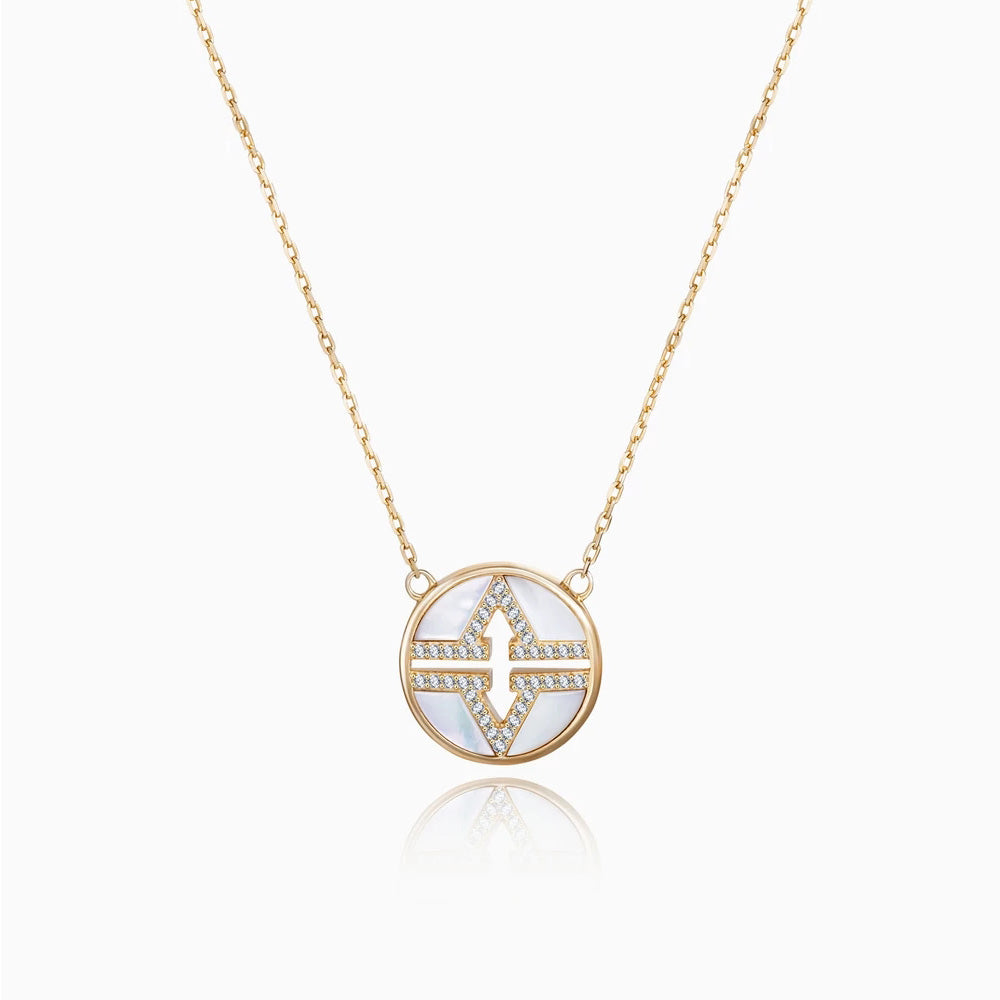 Double V Karma Circle Front Back Necklace gold plated